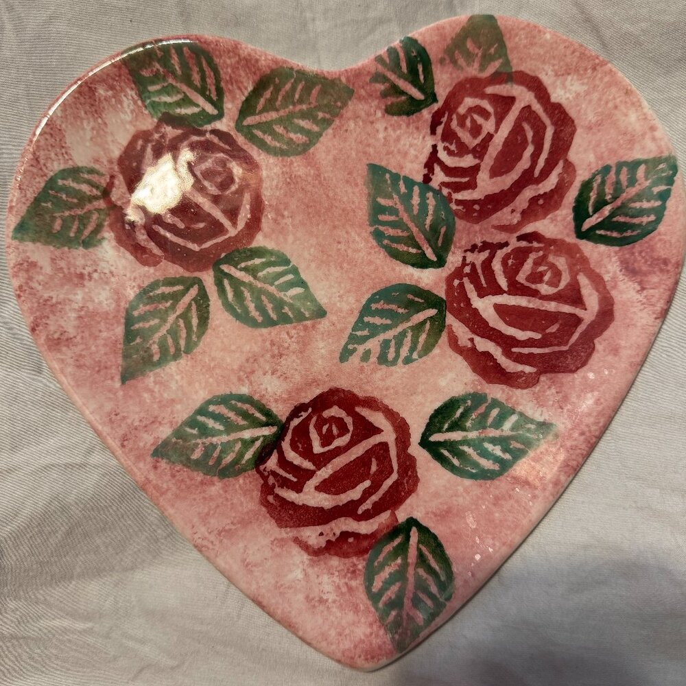Italian Handmade Pottery Ceramic Heart Plate